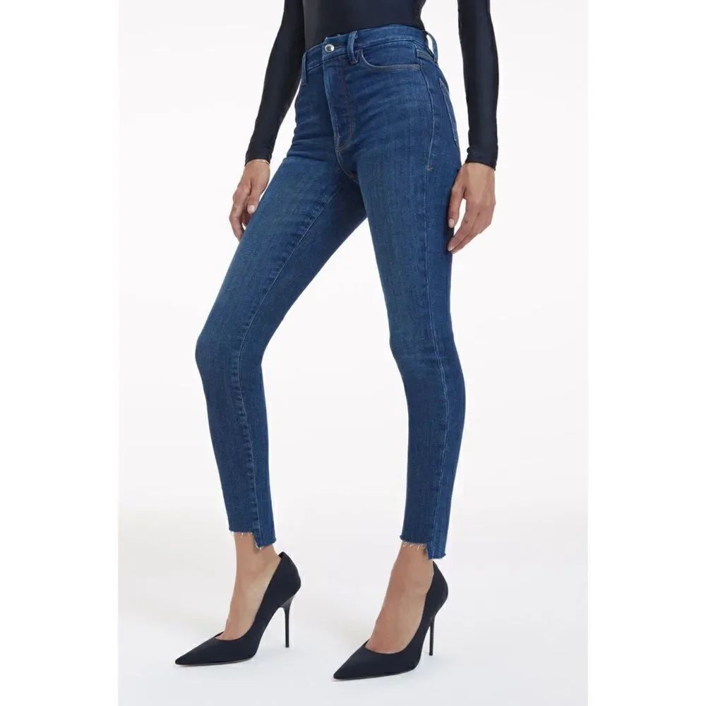 Good American Good waist step hem Jeans Indigo 25”